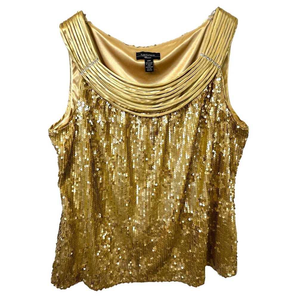 R&M‎ Richards Plus Size 20W Top Gold Sequin Party Formal Wedding New Year 1368